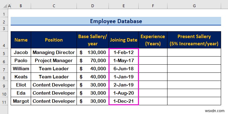 Excel में एक कर्मचारी डेटाबेस कैसे बनाएं (आसान चरणों के साथ)