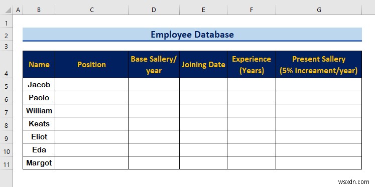 Excel में एक कर्मचारी डेटाबेस कैसे बनाएं (आसान चरणों के साथ)