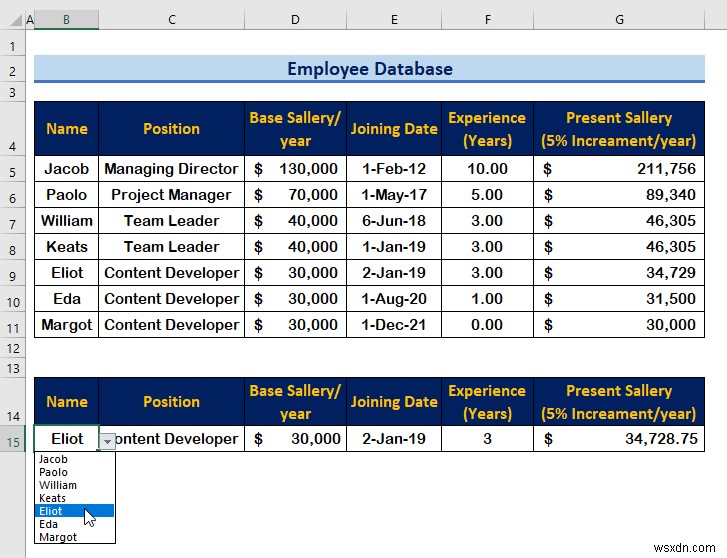 Excel में एक कर्मचारी डेटाबेस कैसे बनाएं (आसान चरणों के साथ)