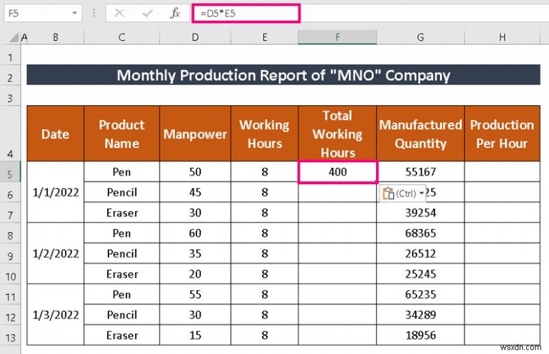 Excel में प्रोडक्शन रिपोर्ट कैसे बनाएं (2 सामान्य प्रकार)