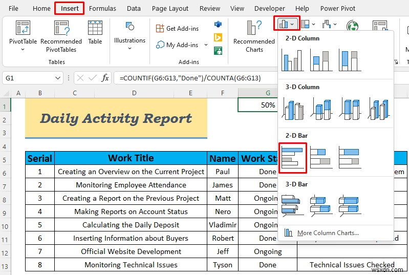 Excel में दैनिक गतिविधि रिपोर्ट कैसे बनाएं (5 आसान उदाहरण)