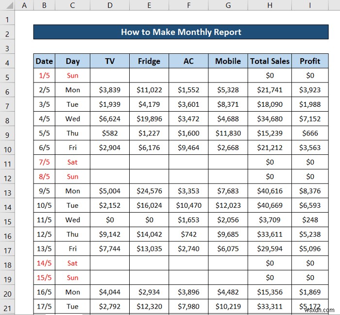 Excel में मासिक रिपोर्ट कैसे बनाएं (त्वरित चरणों के साथ)