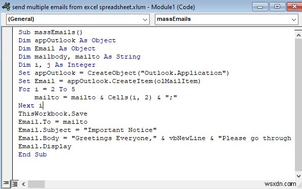 Excel स्प्रेडशीट से एकाधिक ईमेल कैसे भेजें (2 आसान तरीके)