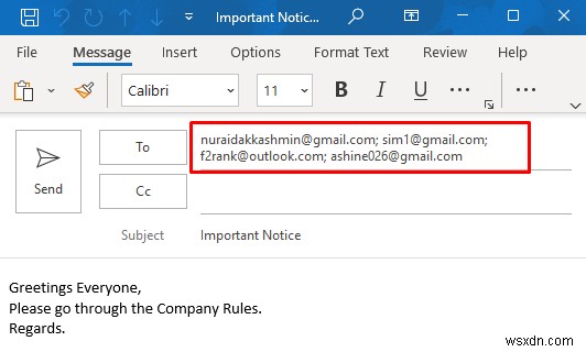 Excel स्प्रेडशीट से एकाधिक ईमेल कैसे भेजें (2 आसान तरीके)