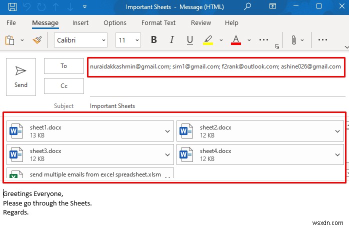 Excel स्प्रेडशीट से एकाधिक ईमेल कैसे भेजें (2 आसान तरीके)