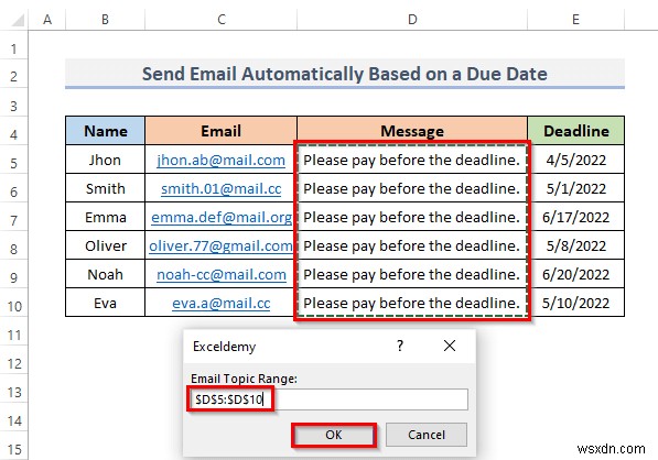 Excel में स्थिति पूरी होने पर स्वचालित रूप से ईमेल कैसे भेजें