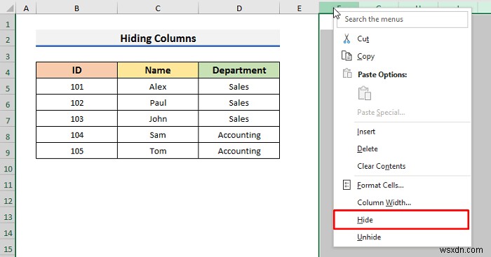 Excel में कॉलम कैसे सीमित करें (3 त्वरित तरीके)