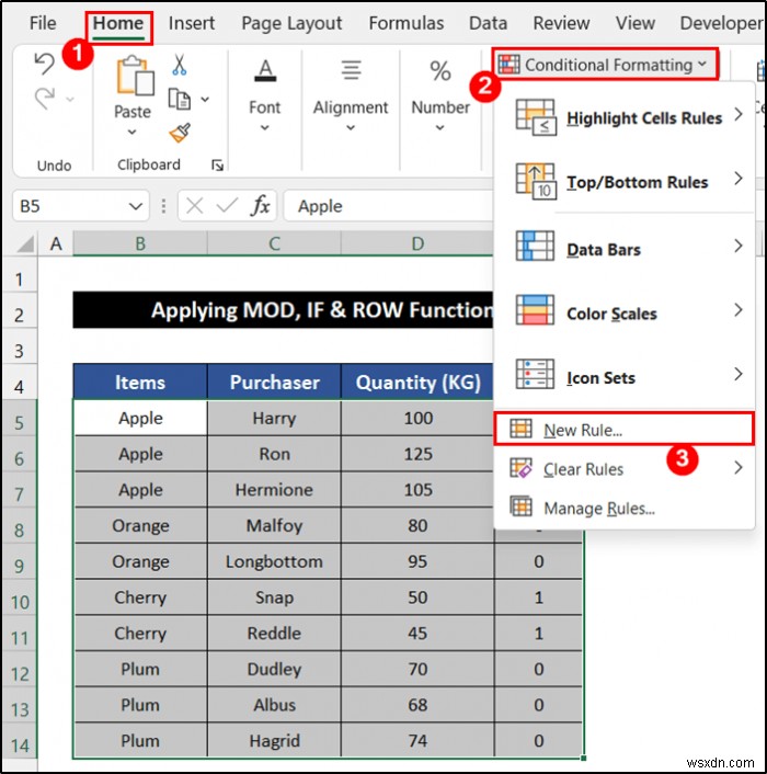 Excel में समूह के आधार पर पंक्ति का रंग वैकल्पिक कैसे करें (6 तरीके)