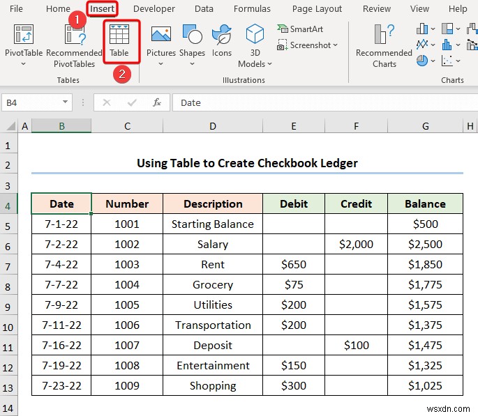 Excel में चेकबुक लेजर कैसे बनाएं (2 उपयोगी उदाहरण)