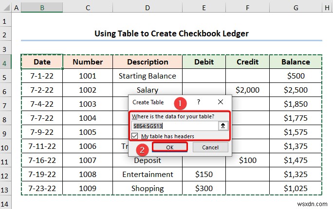Excel में चेकबुक लेजर कैसे बनाएं (2 उपयोगी उदाहरण)