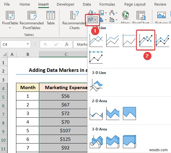 Excel में डेटा मार्कर कैसे जोड़ें (2 आसान उदाहरण)