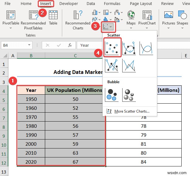 Excel में डेटा मार्कर कैसे जोड़ें (2 आसान उदाहरण)