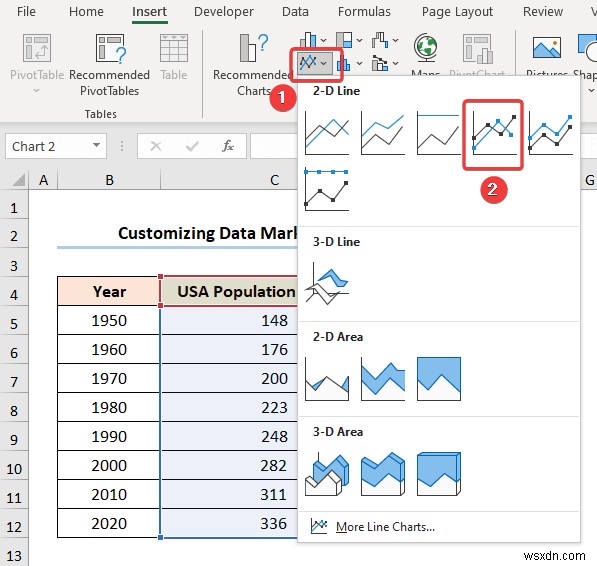 Excel में डेटा मार्कर कैसे जोड़ें (2 आसान उदाहरण)