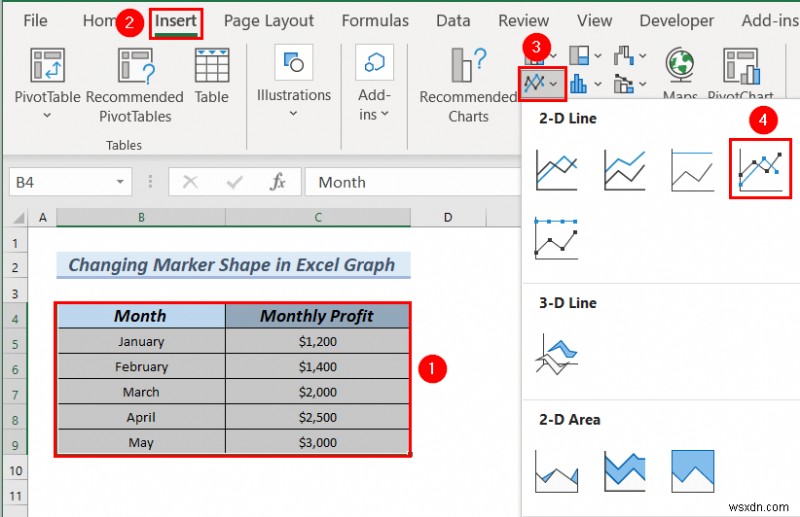 Excel ग्राफ़ में मार्कर का आकार कैसे बदलें (3 आसान तरीके)