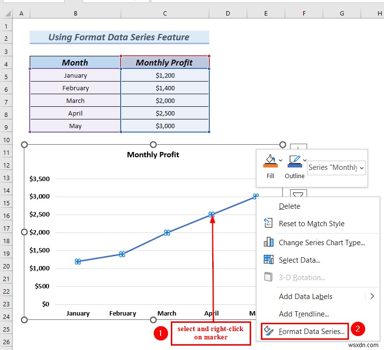 Excel ग्राफ़ में मार्कर का आकार कैसे बदलें (3 आसान तरीके)