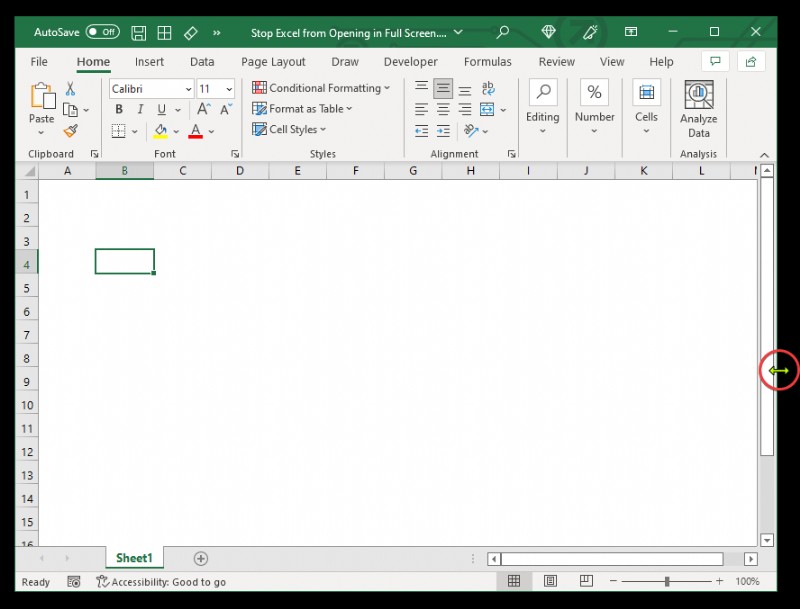 मैं एक्सेल को फुल स्क्रीन में खुलने से कैसे रोकूं (4 तरीके)
