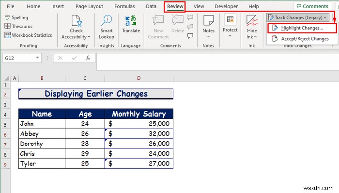 Excel में ट्रैक परिवर्तन कैसे सक्षम करें (अनुकूलन के साथ)