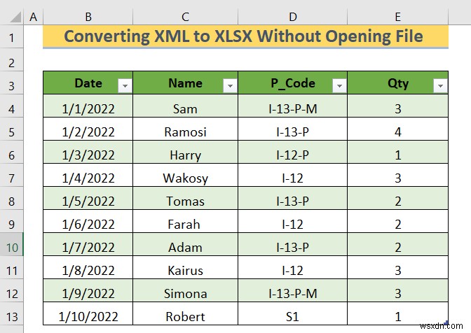बिना फाइल खोले XML को XLSX में कैसे बदलें