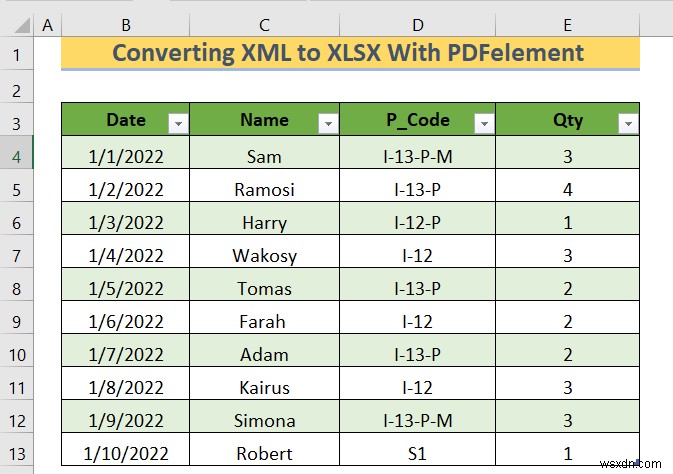 बिना फाइल खोले XML को XLSX में कैसे बदलें