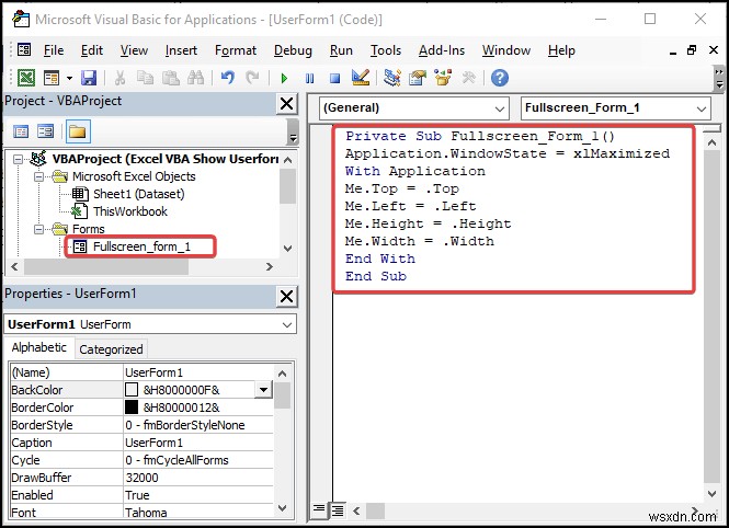 Excel VBA:फुल स्क्रीन में यूजरफॉर्म दिखाएं (4 आसान तरीके)