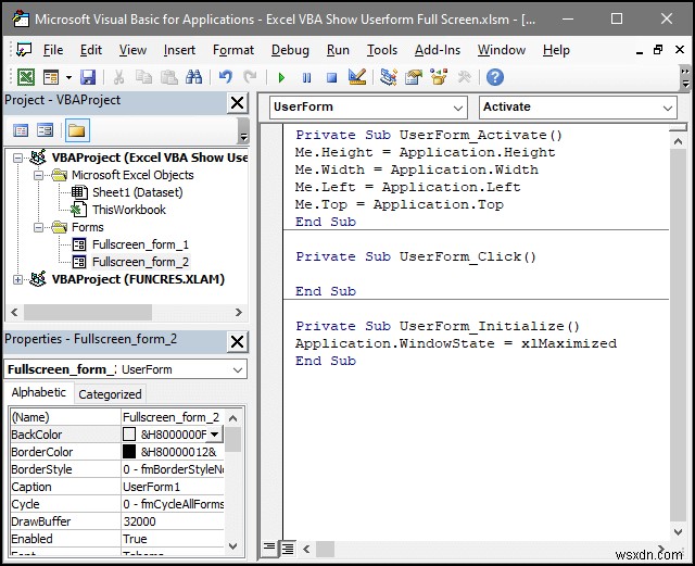 Excel VBA:फुल स्क्रीन में यूजरफॉर्म दिखाएं (4 आसान तरीके)