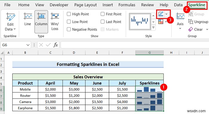 Excel में स्पार्कलाइन में मार्कर कैसे जोड़ें (आसान चरणों के साथ)