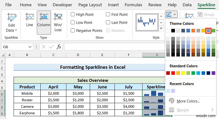 Excel में स्पार्कलाइन में मार्कर कैसे जोड़ें (आसान चरणों के साथ)