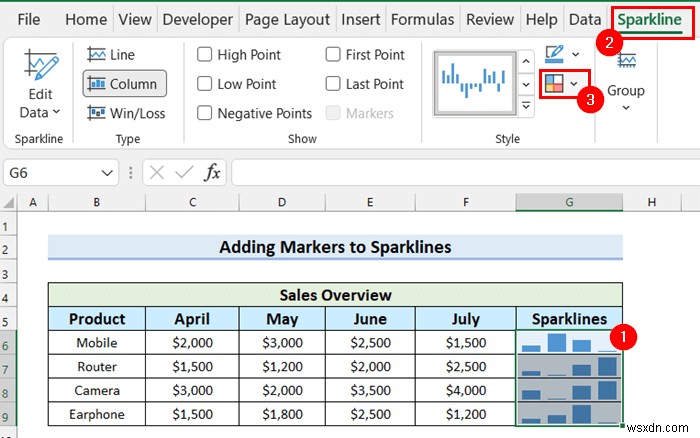 Excel में स्पार्कलाइन में मार्कर कैसे जोड़ें (आसान चरणों के साथ)