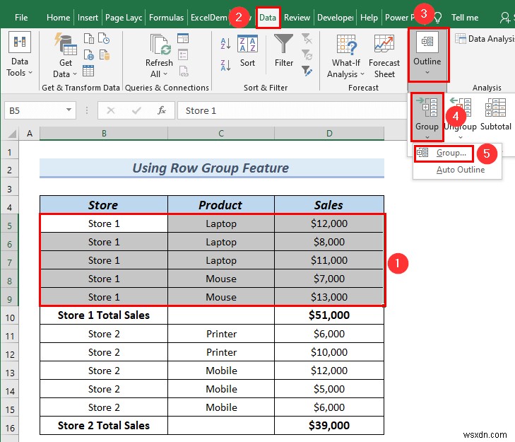 Excel में पंक्ति पदानुक्रम कैसे जोड़ें (2 आसान तरीके)