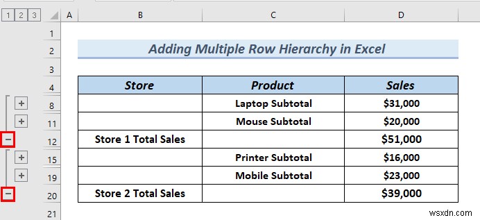 Excel में पंक्ति पदानुक्रम कैसे जोड़ें (2 आसान तरीके)