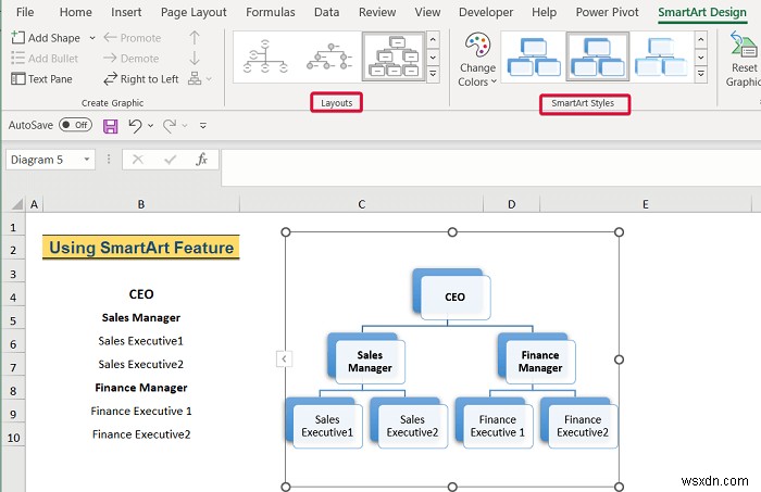 Excel में पदानुक्रम कैसे बनाएं (3 आसान तरीके)