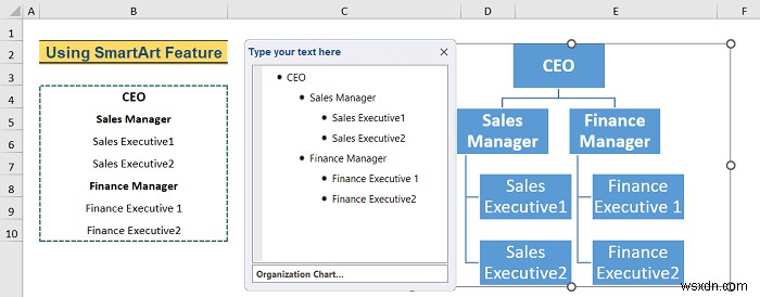 Excel में पदानुक्रम कैसे बनाएं (3 आसान तरीके)