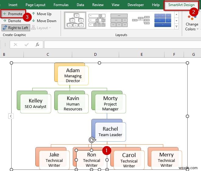 Excel में पदानुक्रम चार्ट कैसे बनाएं (3 आसान तरीके)