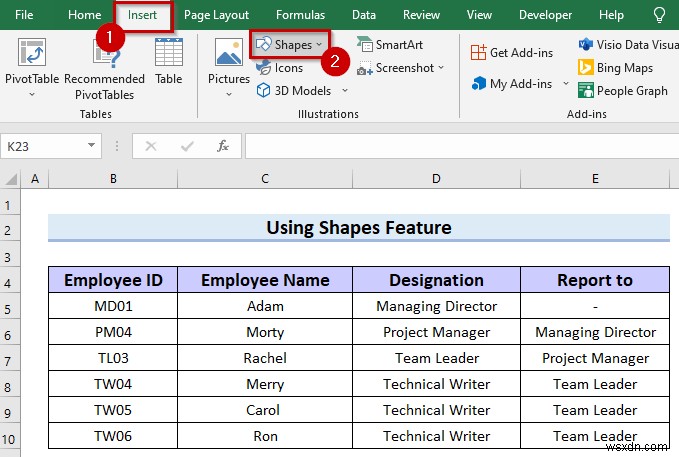 Excel में पदानुक्रम चार्ट कैसे बनाएं (3 आसान तरीके)