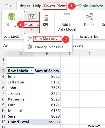 पिवट टेबल डेटा मॉडल में परिकलित फ़ील्ड कैसे बनाएं