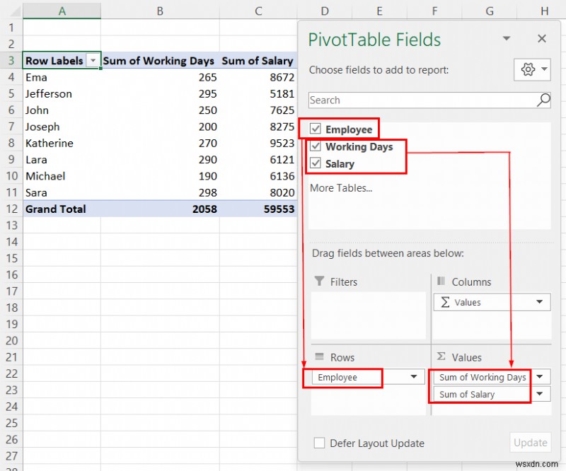 पिवट टेबल डेटा मॉडल में परिकलित फ़ील्ड कैसे बनाएं