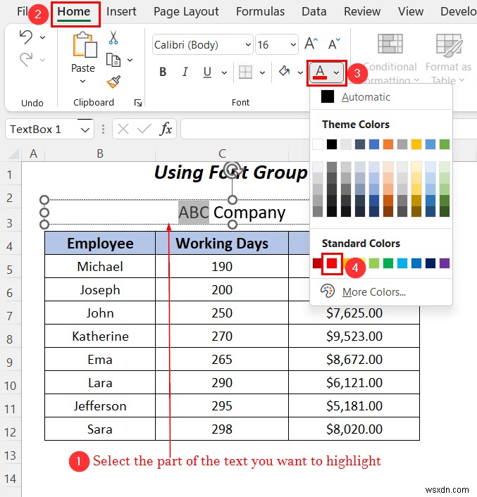 Excel में टेक्स्ट बॉक्स में टेक्स्ट को हाइलाइट कैसे करें (3 आसान तरीके)