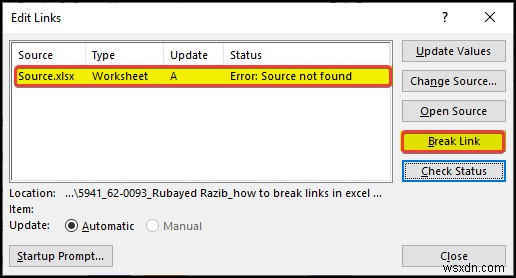 स्रोत नहीं मिलने पर एक्सेल में लिंक कैसे तोड़ें (4 तरीके)