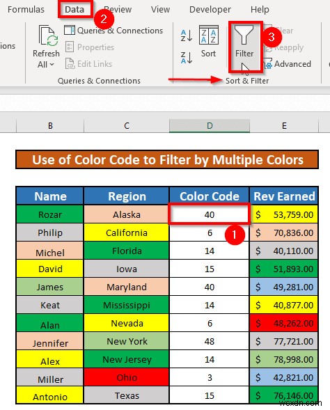 Excel में अनेक रंगों द्वारा कैसे फ़िल्टर करें (2 आसान तरीके)
