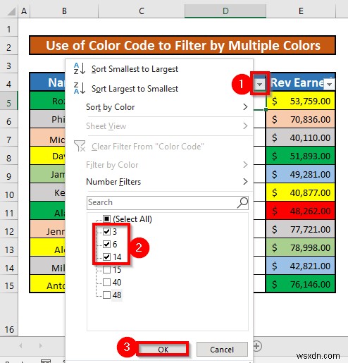 Excel में अनेक रंगों द्वारा कैसे फ़िल्टर करें (2 आसान तरीके)