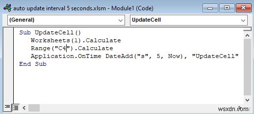 Excel में 5 सेकंड के अंतराल के साथ ऑटो अपडेट कैसे करें