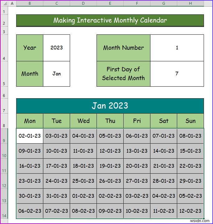 Excel में एक इंटरैक्टिव कैलेंडर कैसे बनाएं (2 आसान तरीके)