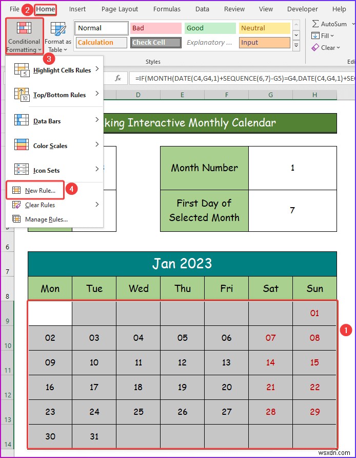 Excel में एक इंटरैक्टिव कैलेंडर कैसे बनाएं (2 आसान तरीके)