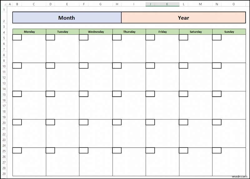 Excel में एक खाली कैलेंडर कैसे बनाएं (मुफ्त टेम्पलेट डाउनलोड करें)