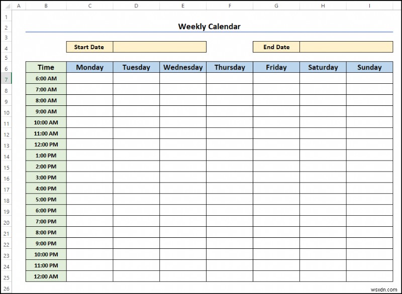 Excel में एक खाली कैलेंडर कैसे बनाएं (मुफ्त टेम्पलेट डाउनलोड करें)