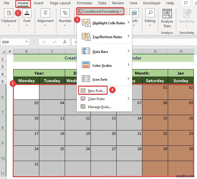Excel में मासिक कैलेंडर कैसे बनाएं (3 प्रभावी तरीके)