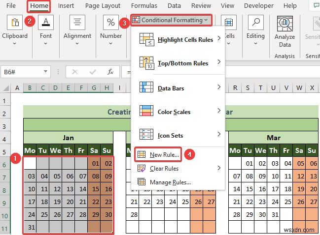 Excel में मासिक कैलेंडर कैसे बनाएं (3 प्रभावी तरीके)