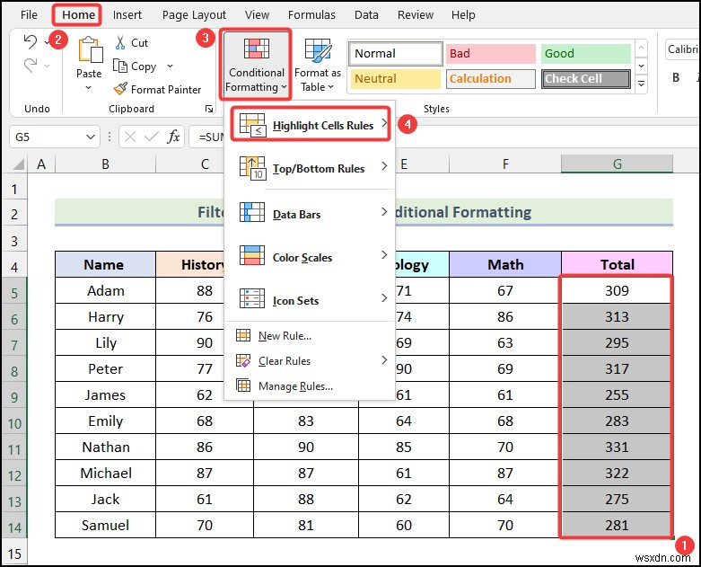 Excel में कंडीशनल फ़ॉर्मेटिंग का उपयोग करके रंग द्वारा फ़िल्टर कैसे करें