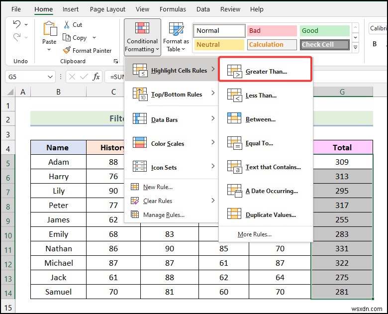 Excel में कंडीशनल फ़ॉर्मेटिंग का उपयोग करके रंग द्वारा फ़िल्टर कैसे करें