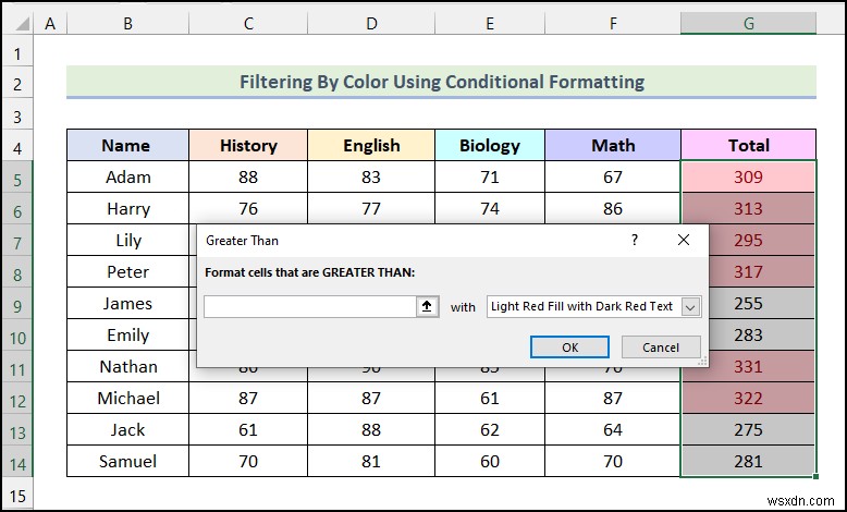 Excel में कंडीशनल फ़ॉर्मेटिंग का उपयोग करके रंग द्वारा फ़िल्टर कैसे करें